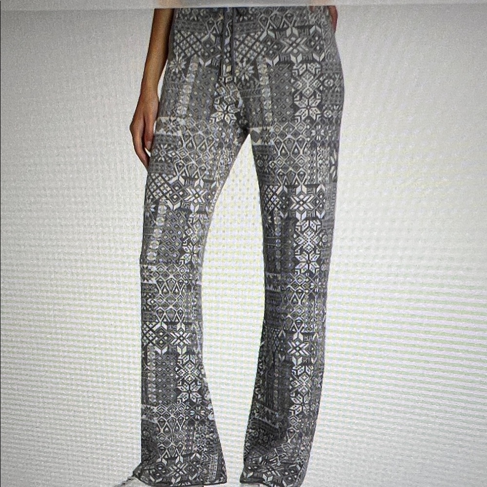 Stellae Dux Gray Patchwork Jacquard Knit  Women's Pants XL